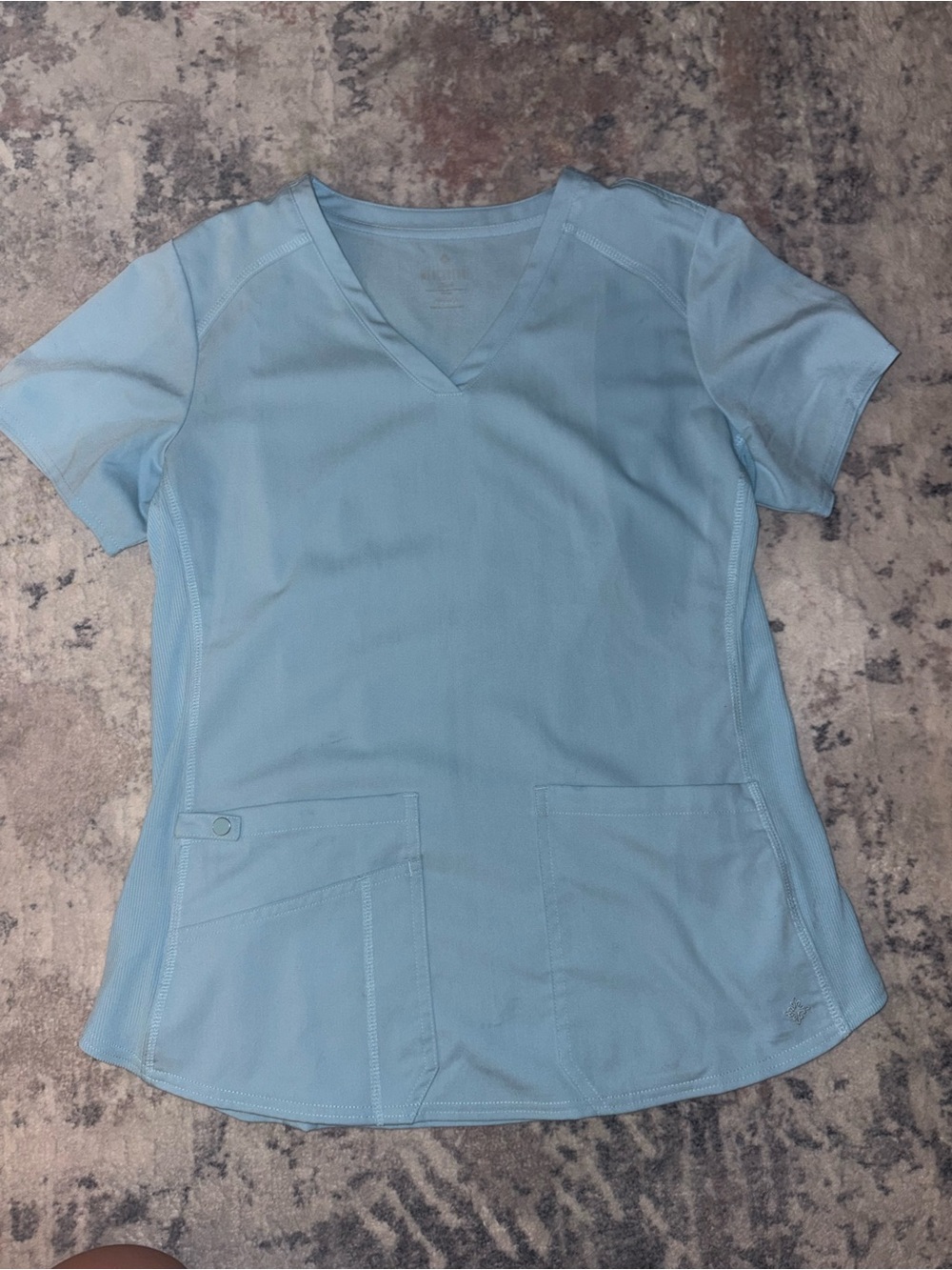 Light Blue V-Neck Women's Scrubs Top